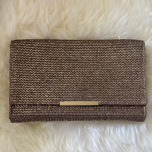 *NEW* Metallic Woven Brown Clutch with Gold Accent